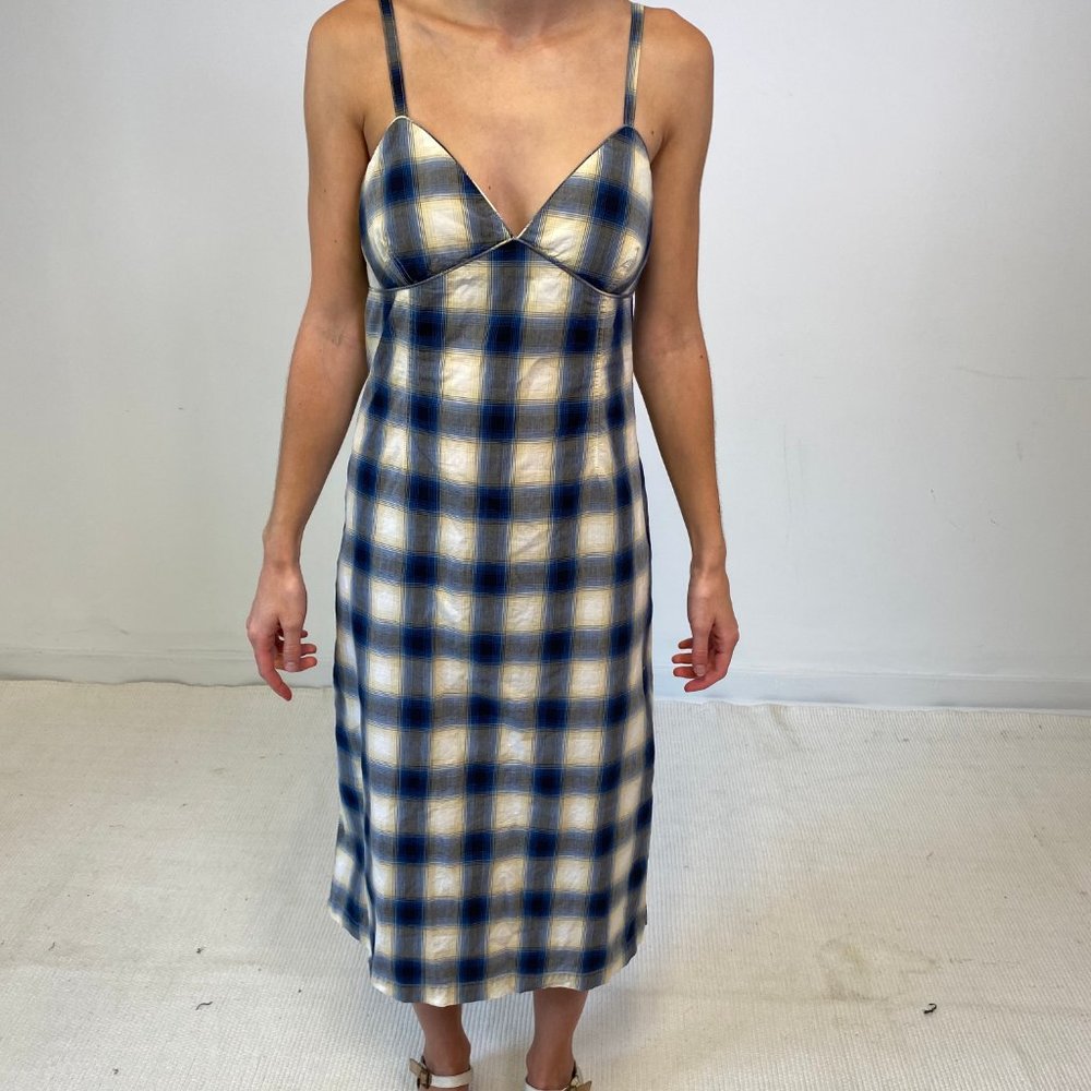 Vintage 90s Anthropologie S Plaid Slip Dress - Picture 5 of 13